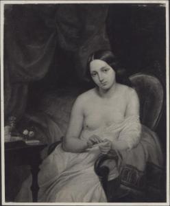 Dipinto - Donna con lettera - Nicolò Barabino