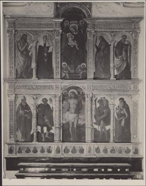 Polittico dipinto - San Sebastiano, Madonna con Bambino e Santi - Antonio Marinoni - Nembro - Chiesa di San Sebastiano