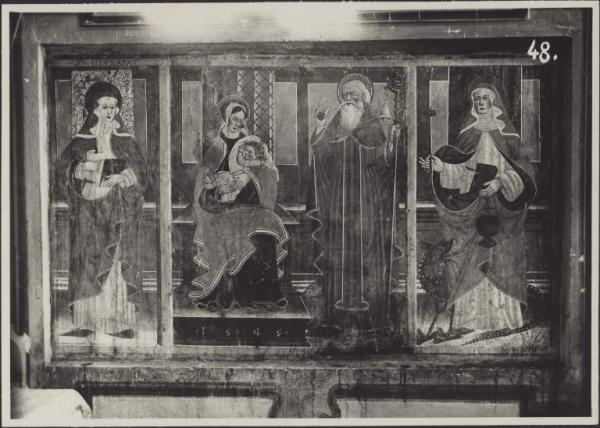 Dipinto murale - Madonna del Latte con S. Antonio abate, S. Liberata e S. Marta - Malnate - Chiesa di S. Matteo