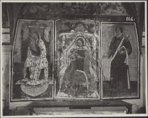 Dipinto murale - Madonna del latte, Madonna con Bambino e Santo - Galdino da Varese - Varese - Chiesa di S. Stefano in Bizzozero - Ciborio