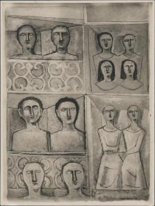 Dipinto - Figure maschili e femminili - Massimo Campigli - Parigi