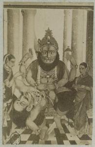 Dipinto - Kali uccide un nemico - Scena sacra indiana