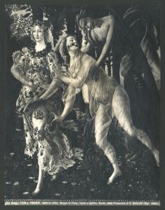 Dipinto - Allegoria della Primavera (particolare del gruppo con la Primavera, Flora e Zefiro) - Sandro Botticelli - Firenze - Galleria degli Uffizi