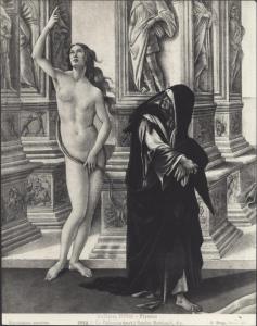 Dipinto - Allegoria della calunnia (particolare della Verità e della Penitenza) - Sandro Botticelli - Firenze - Galleria degli Uffizi
