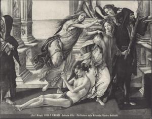 Dipinto - Allegoria della calunnia (particolare della Calunnia e delle False Testimonianze) - Sandro Botticelli - Firenze - Galleria degli Uffizi