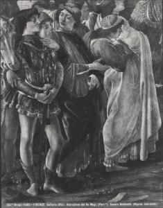 Dipinto - Adorazione dei Magi (particolare del gruppo a sinistra) - Sandro Botticelli - Firenze - Galleria degli Uffizi