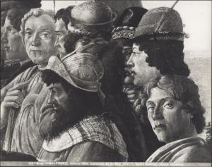 Dipinto - Adorazione dei Magi (particolare del gruppo a destra) - Sandro Botticelli - Firenze - Galleria degli Uffizi