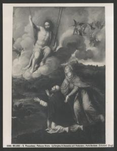 Dipinto - Cristo redentore appare a Maria Vergine e S. Domenico - Paris Bordone - Milano - Pinacoteca di Brera