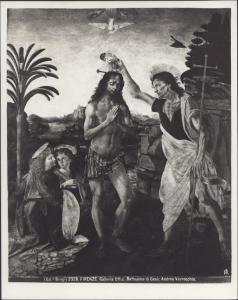 Dipinto - Battesimo di Cristo - Andrea Verrocchio, Leonardo da Vinci - Firenze - Galleria degli Uffizi