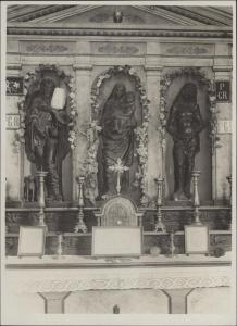 Sculture - Madonna con Bambino, S. Rocco e San Sebastiano - Izano - Oratorio di S. Rocco - Altare maggiore