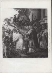 Dipinto - S. Ambrogio trasporta la salma di S. Dionigi a Milano - Fiammenghino - Cassano d'Adda - Oratorio di S. Dionigi