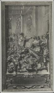 Stallo di coro - Episodio della vita di S. Ambrogio - Pellegrini (disegno) - Milano - Duomo - Presbiterio
