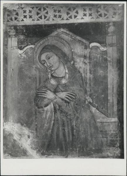 Dipinto murale - Annunciazione (particolare di Maria Vergine) - Bormio (?)