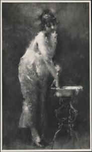 Dipinto - Donna che si lava - Tranquillo Cremona - Torino - Collezione Enrico Valdata