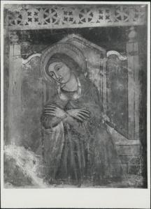 Dipinto murale - Annunciazione (particolare di Maria Vergine) - Bormio (?)