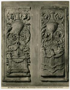 Scultura - Due pilastrini con decorazioni a candelabra e figure (inv. 1210 e 1209) - Scultore lombardo - post 1478 - Milano - Castello Sforzesco - Musei Civici - Museo d'Arte Antica