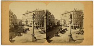 Trieste - Piazza della Borsa - Palazzo del Tergesteo e colonna di Leopoldo d'Austria