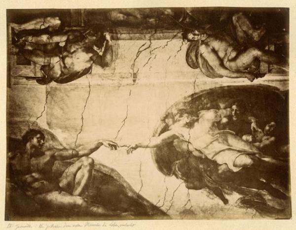 Affresco - Storie della Genesi, Creazione di Adamo - 1511 ca. - Michelangelo Buonarroti - Roma - Stato della Città del Vaticano - Cappella Sistina