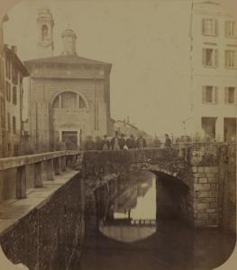 Milano - via E. De Amicis - ponte sul naviglio di Porta Ticinese - S. Maria della Vittoria