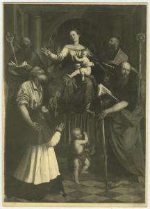 Piazza, Callisto - "Madonna col Bambino e Santi" (Pala Cesi) - dipinto a olio su tela - Chiesa di San Pietro - Abbadia Cerreto (LO)