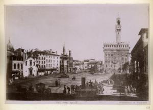 Dipinto - Veduta di Firenze - Piazza della Signoria - Palazzo Vecchio - Bernardo Bellotto - Budapest - Museum of Fine Arts