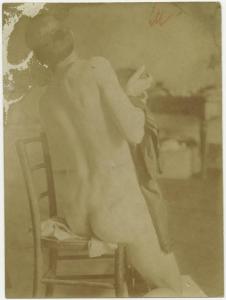 Ritratto maschile - Uomo nudo, modello, seduto su una sedia