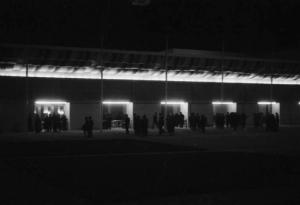 Prima Mostra Triennale delle Terre Italiane d'oltremare - ingresso principale - illuminazione notturna