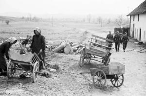 Viaggio in Jugoslavia. Tragitto Postumia-Lubiana - attività agricole nella campagna slovena - contadine - militari italiani