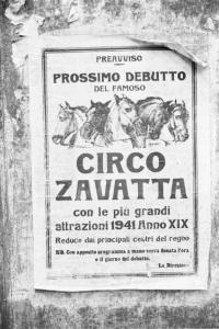 Viaggio in Jugoslavia. Postumia - manifesto pubblicizza lo spettacolo del Circo Zavatta