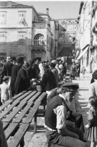 Viaggio in Jugoslavia. Dubrovnik (Ragusa): scorcio del mercato gremito di gente