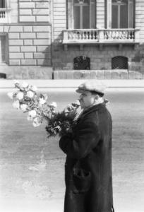 Italia Dopoguerra. Napoli. Un venditori ambulante di fiori