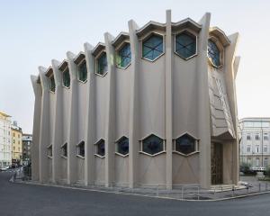 Atlante. Livorno - Sinagoga (architetto Angelo Di Castro, 1955-1962) - Esterno edificio: finestre, pilastri