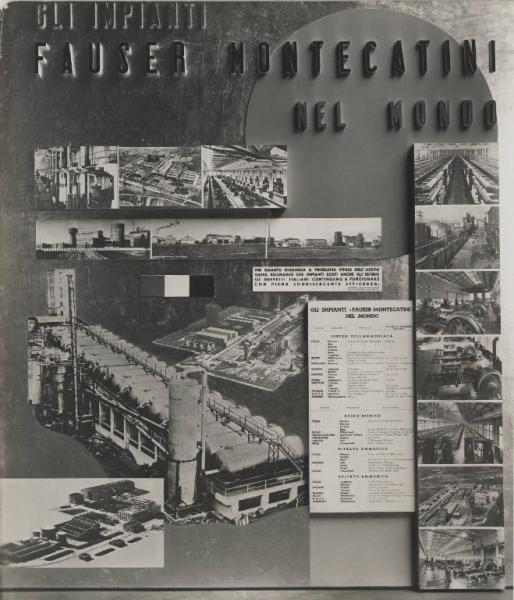 Milano - Fiera campionaria del 1936 - Padiglione Montecatini - Pannello illustrativo degli impianti Fauser-Montecatini per la produzione dell'ammoniaca sintetica e derivati