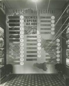 Milano - Fiera campionaria del 1936 - Padiglione Montecatini - Pannello illustrativo delle miniere e degli stabilimenti Montecatini