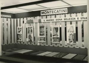 Palermo - Fiera del Mediterraneo del 1956 - Padiglione Montecatini - Stand dedicato al marmo - Esposizione lastre in marmo e pannelli fotografici