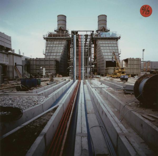 Porto Marghera - Centrale termoelettrica Marghera Levante - Cantiere - GVR (generatori di vapore a recupero) - Camini