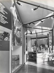 Bolzano - Fiera campionaria internazionale del 1960 - Interno del Padiglione Montecatini - Stand materie plastiche per l'agricoltura allestito con pannelli fotografici