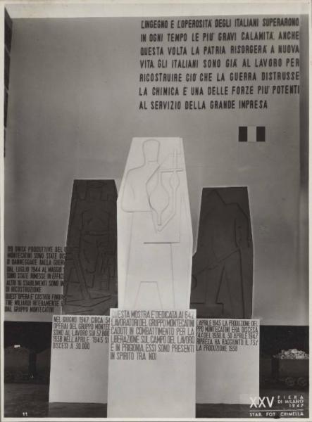 Milano - Fiera campionaria del 1947 - Padiglione Montecatini - Sala presentazione - Sculture