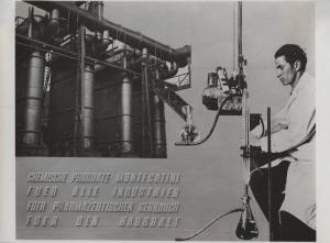 [Belgrado] - Fiera internazionale del 1942 - Riproduzione di pannello - Impiego dei prodotti chimici Montecatini