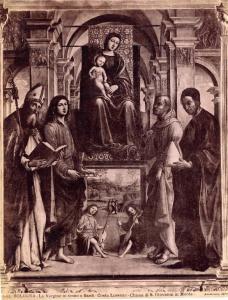 Dipinto - Madonna col bambino in trono e Santi - Lorenzo Costa - Bologna - Chiesa di S. Giovanni in Monte
