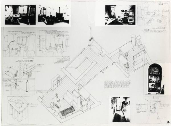 XVI Triennale - Terzo ciclo - La sistemazione del design - L'interno dopo la forma dell'utile (concorso) - Disegno e foto di appartamenti del California Institute