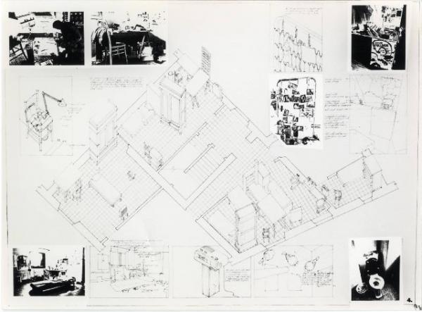 XVI Triennale - Terzo ciclo - La sistemazione del design - L'interno dopo la forma dell'utile (concorso) - Disegno e foto di appartamenti del California Institute