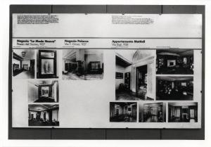 XVI Triennale - Secondo ciclo - Catasto del disegno - Giuseppe de Finetti, progetti 1920-1951 - Pannello con esempi di arredamento