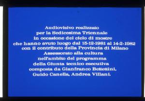 XVI Triennale - Terzo ciclo - Lo spazio audiovisivo - Lo spazio scenografico della televisione italiana - Fotogramma di video