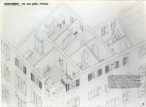 XVI Triennale - Terzo ciclo - La sistemazione del design - L'interno dopo la forma dell'utile (concorso) - Disegno di appartamenti del California Institute