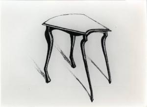 XVI Triennale - Terzo ciclo - La sistemazione del design - L'interno dopo la forma dell'utile (concorso) - Disegno di tavolino di Elizabeth Stevenson del California Institute