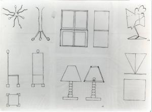 XVI Triennale - Terzo ciclo - La sistemazione del design - L'interno dopo la forma dell'utile (concorso) - Disegni di Rosi Montiani