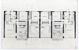 IX Triennale - Quartiere sperimentale della Triennale di Milano (QT8) - Piante di alloggi tipo del progetto di casa giardino di Piero Bottoni e Mario Pucci