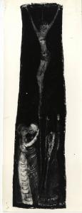 XI Triennale - Mostra delle Produzioni d'arte - Sezione della Ceramica - Piastrella ceramica a gran fuoco "crocifissione" - Romano Rui