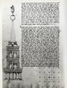 IX Triennale - Studi sulle proporzioni - Riproduzione di una pagina appartenente al manoscritto cartaceo "De artificialis prospectiva" del Viator